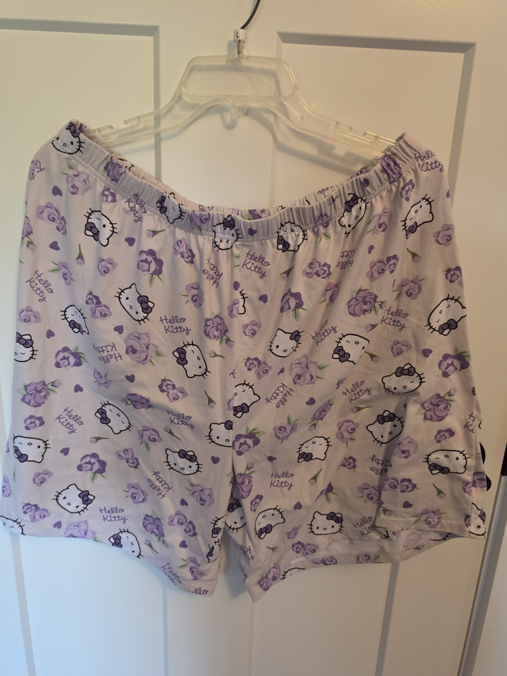 Hello Kitty Lavender and White Floral Cotton Lounge Shorts